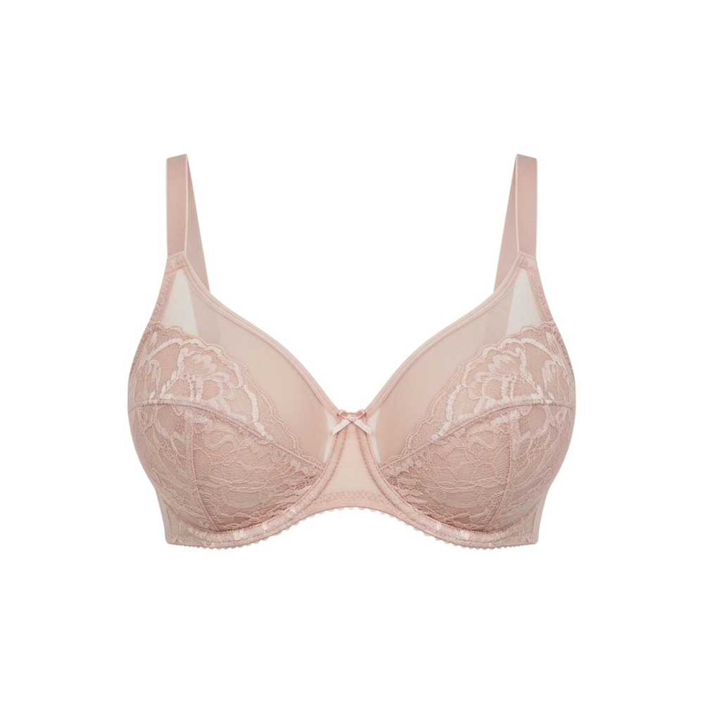HSIA Enchante Unlined Non-padded Lace Underwire Bra Blush Pink 34DD NEW
